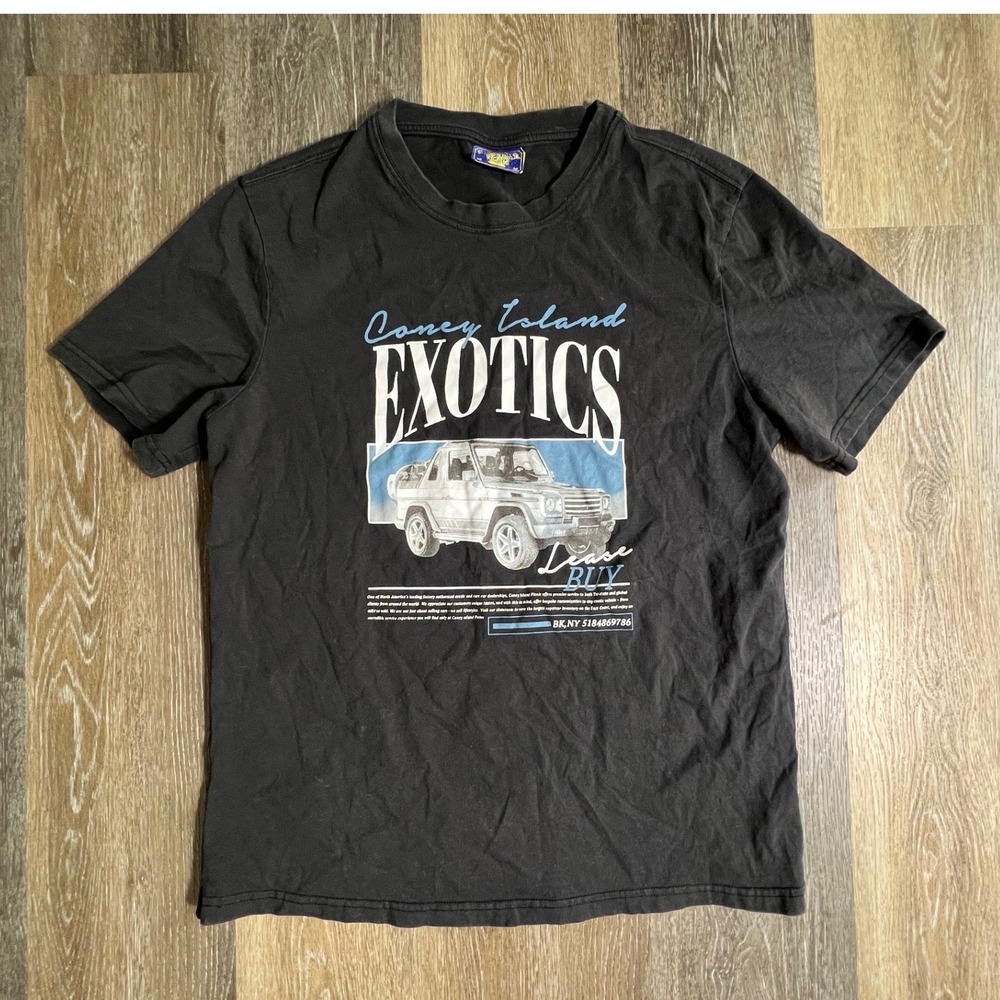 Coney Island Picnic T-Shirt Mens Medium Black Exotics Car Graphic Streetwear Tee